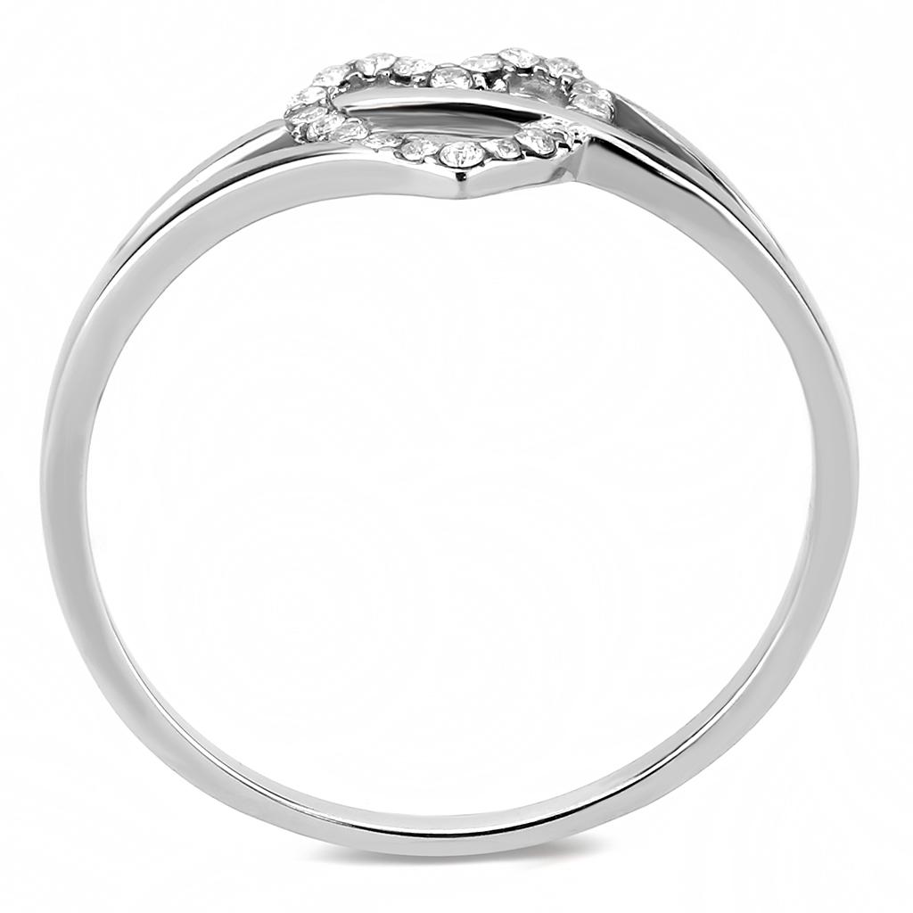 MADA259 - High polished (no plating) Stainless Steel Ring with AAA Grade CZ  in Clear