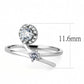MADA260 - High polished (no plating) Stainless Steel Ring with AAA Grade CZ  in Clear