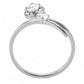 MADA260 - High polished (no plating) Stainless Steel Ring with AAA Grade CZ  in Clear