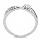MADA261 - High polished (no plating) Stainless Steel Ring with AAA Grade CZ  in Clear