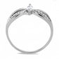 MADA262 - High polished (no plating) Stainless Steel Ring with AAA Grade CZ  in Clear