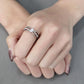 MADA262 - High polished (no plating) Stainless Steel Ring with AAA Grade CZ  in Clear