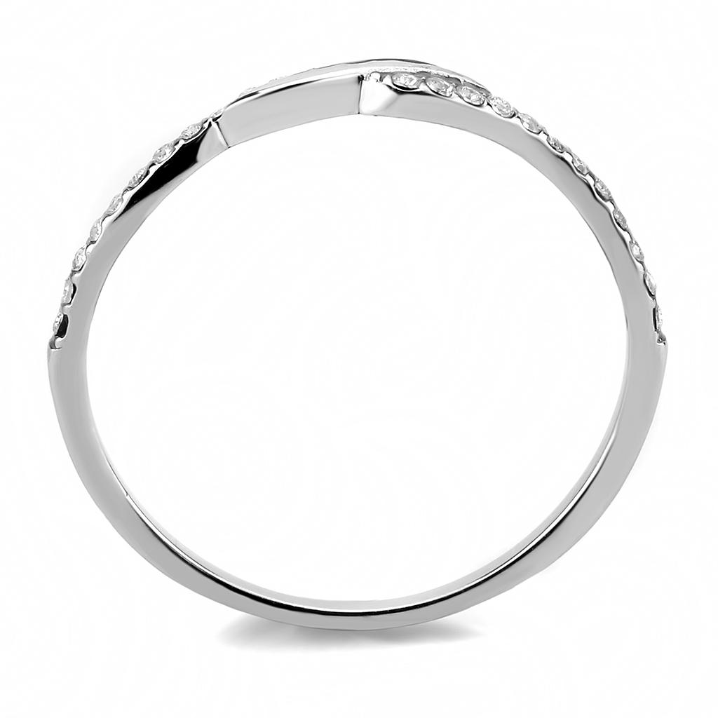 MADA263 - High polished (no plating) Stainless Steel Ring with AAA Grade CZ  in Clear