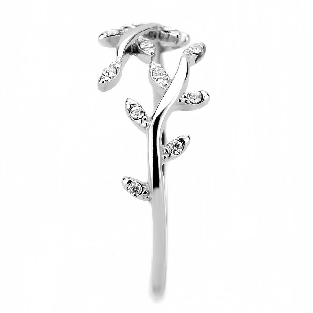 MADA266 - High polished (no plating) Stainless Steel Ring with AAA Grade CZ  in Clear