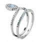 MADA268 - High polished (no plating) Stainless Steel Ring with AAA Grade CZ  in Sea Blue