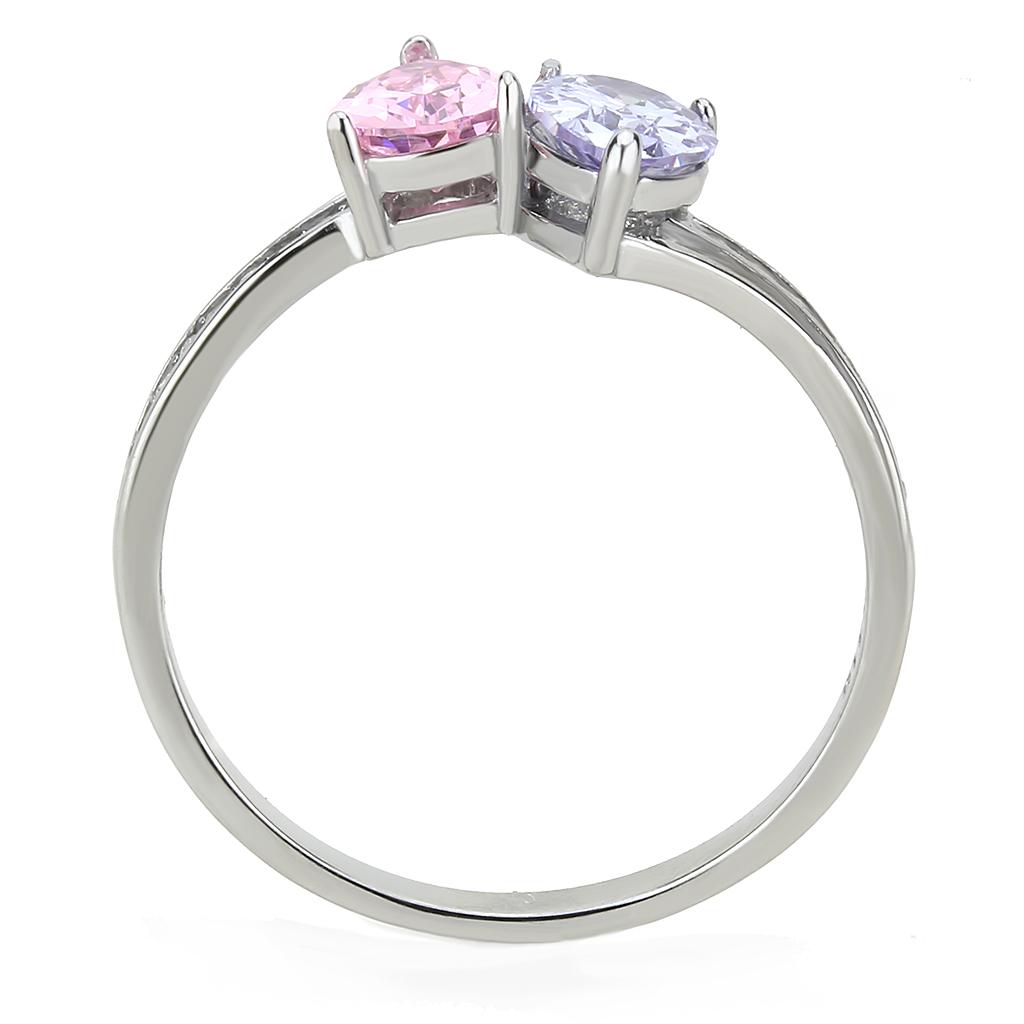 MADA270 - High polished (no plating) Stainless Steel Ring with AAA Grade CZ  in Multi Color