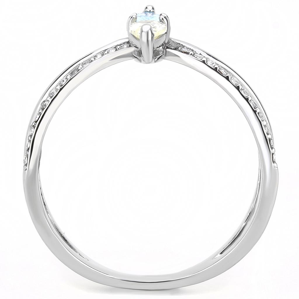 MADA271 - High polished (no plating) Stainless Steel Ring with AAA Grade CZ  in Multi Color