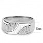 MADA280 - High polished (no plating) Stainless Steel Ring with AAA Grade CZ  in Clear