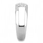 MADA281 - High polished (no plating) Stainless Steel Ring with AAA Grade CZ  in Clear