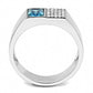 MADA287 - High polished (no plating) Stainless Steel Ring with Synthetic  in Sea Blue