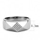 MADA288 - High polished (no plating) Stainless Steel Ring with AAA Grade CZ  in Clear