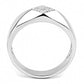 MADA288 - High polished (no plating) Stainless Steel Ring with AAA Grade CZ  in Clear