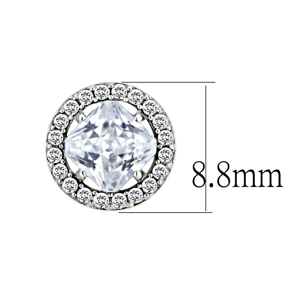 MADA295 - High polished (no plating) Stainless Steel Earrings with AAA Grade CZ  in Clear
