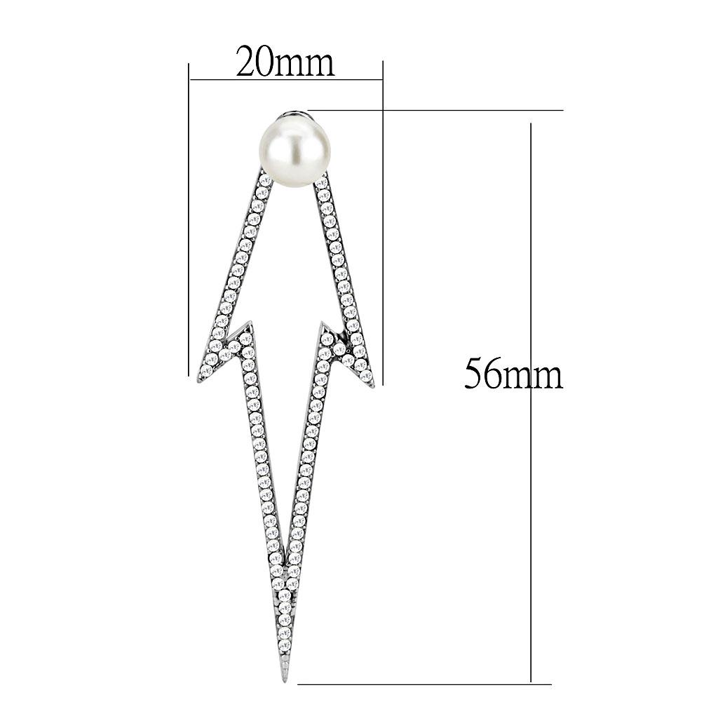 MADA299 - High polished (no plating) Stainless Steel Earrings with Synthetic  in White