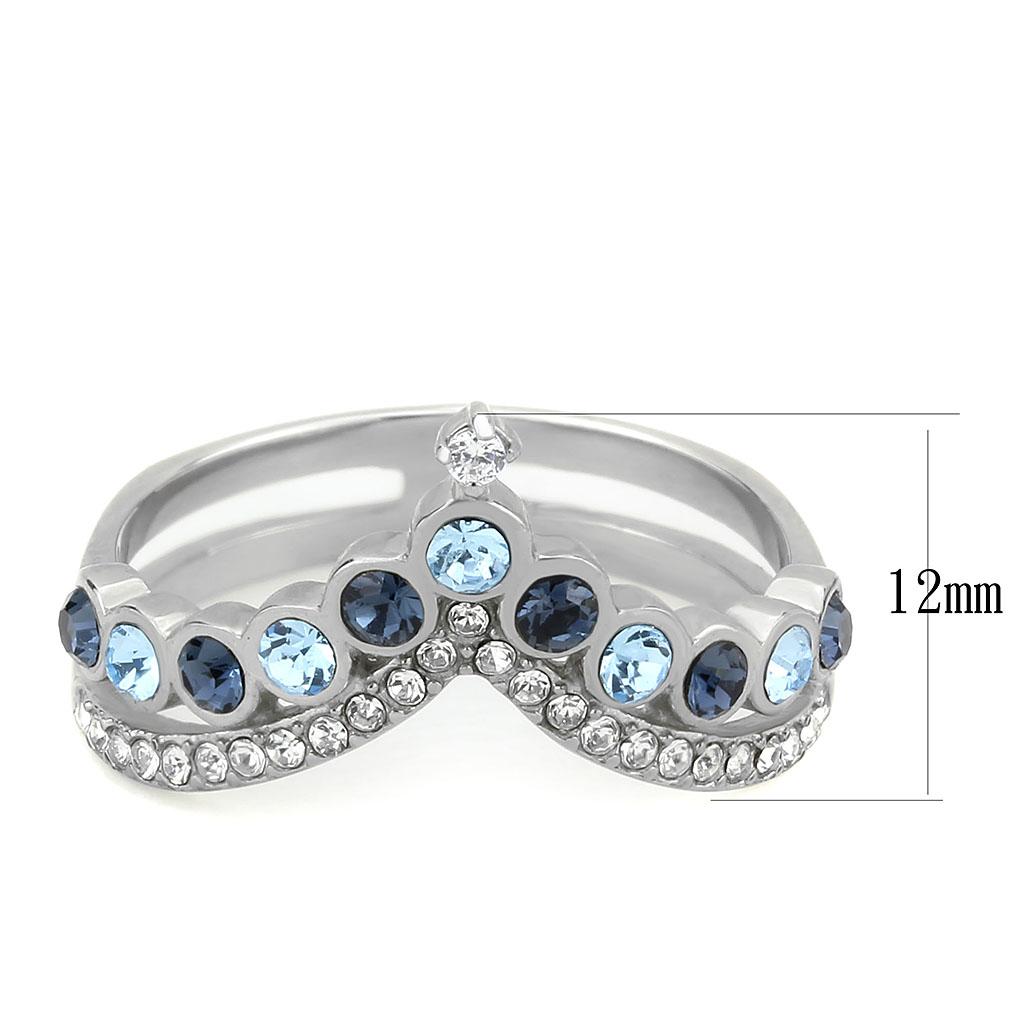 MADA305 - No Plating Stainless Steel Ring with Top Grade Crystal  in Multi Color