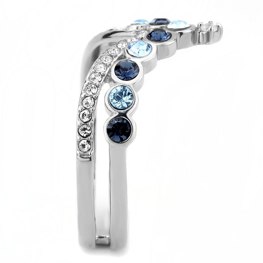 MADA305 - No Plating Stainless Steel Ring with Top Grade Crystal  in Multi Color