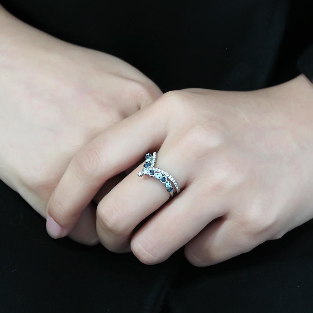 MADA305 - No Plating Stainless Steel Ring with Top Grade Crystal  in Multi Color