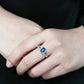 MADA306 - No Plating Stainless Steel Ring with Synthetic Spinel in London Blue