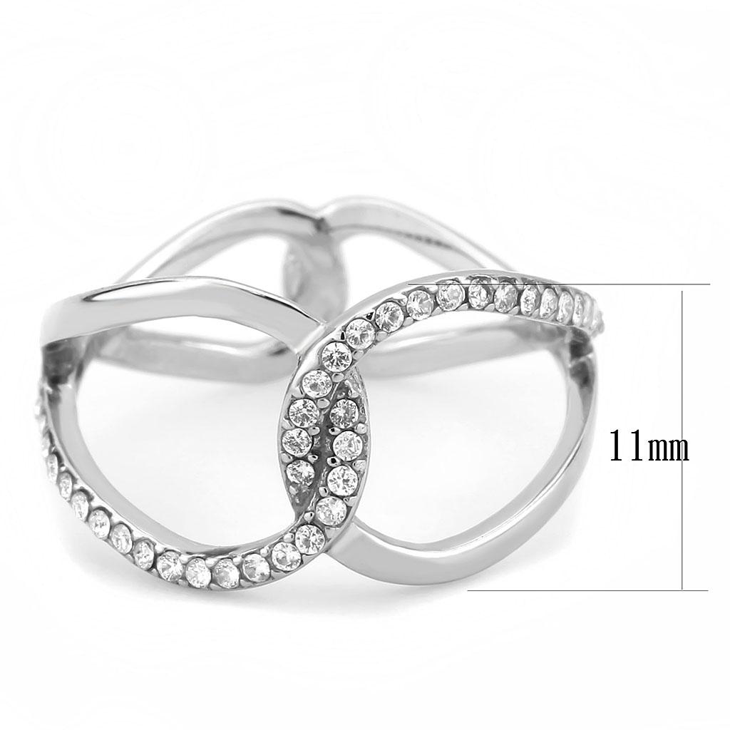 MADA307 - No Plating Stainless Steel Ring with AAA Grade CZ  in Clear