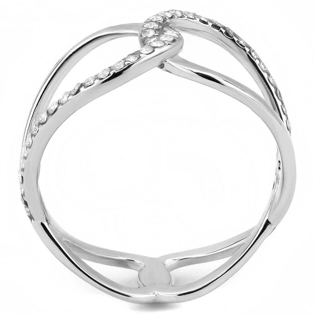 MADA307 - No Plating Stainless Steel Ring with AAA Grade CZ  in Clear