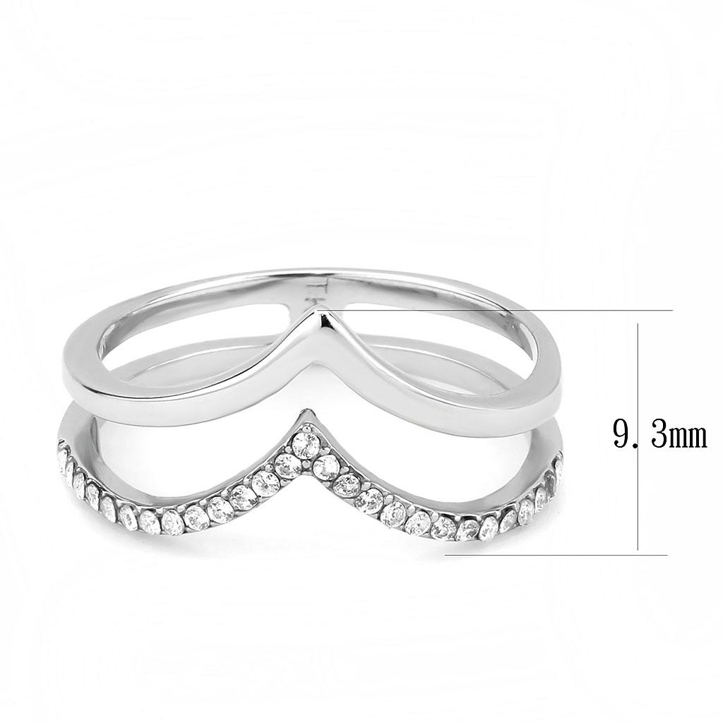 MADA308 - No Plating Stainless Steel Ring with AAA Grade CZ  in Clear