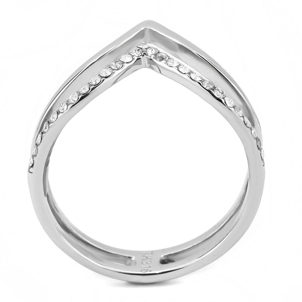 MADA308 - No Plating Stainless Steel Ring with AAA Grade CZ  in Clear
