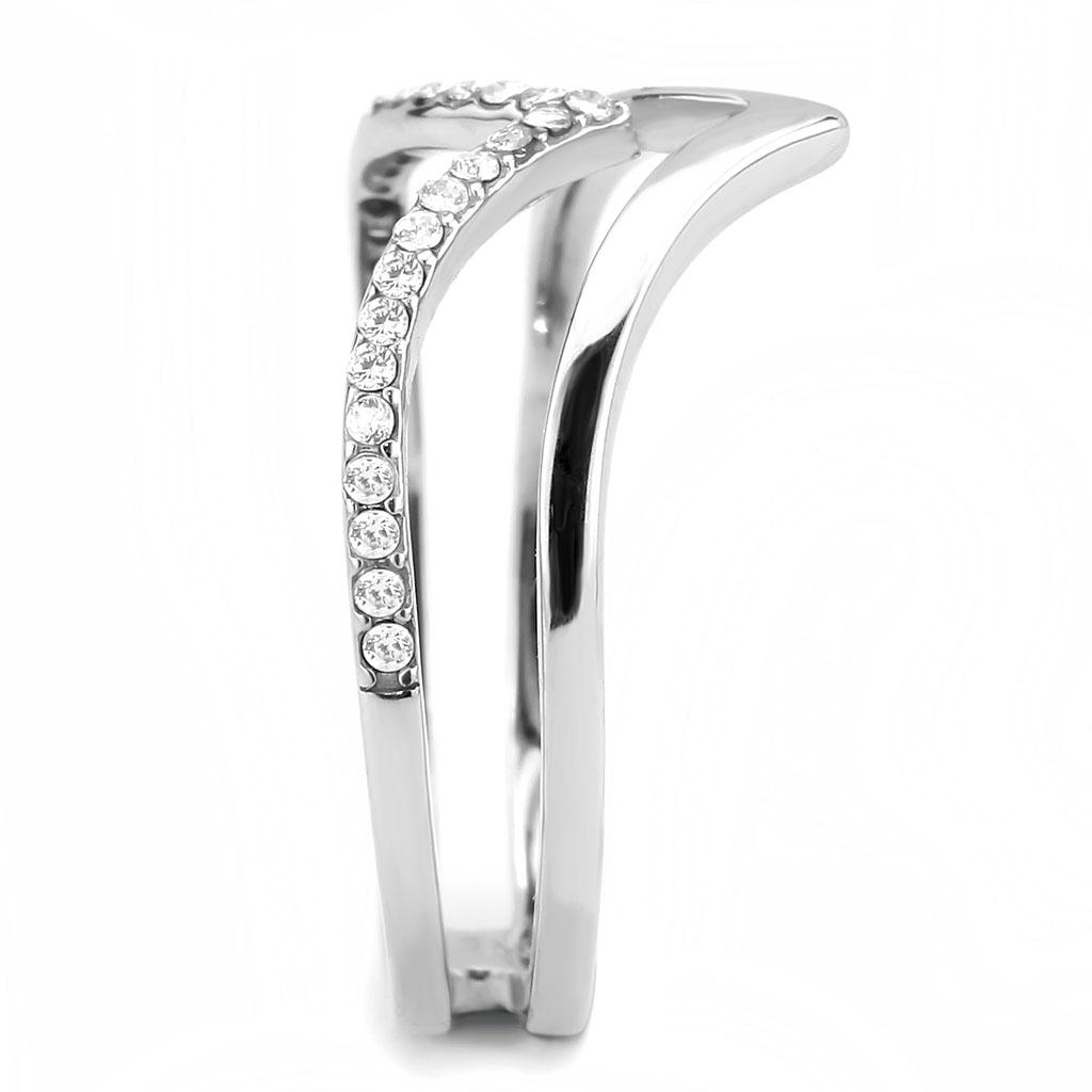 MADA308 - No Plating Stainless Steel Ring with AAA Grade CZ  in Clear
