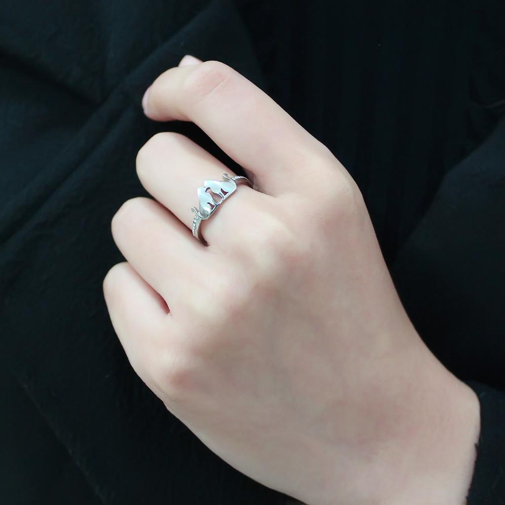 MADA309 - No Plating Stainless Steel Ring with AAA Grade CZ  in Clear