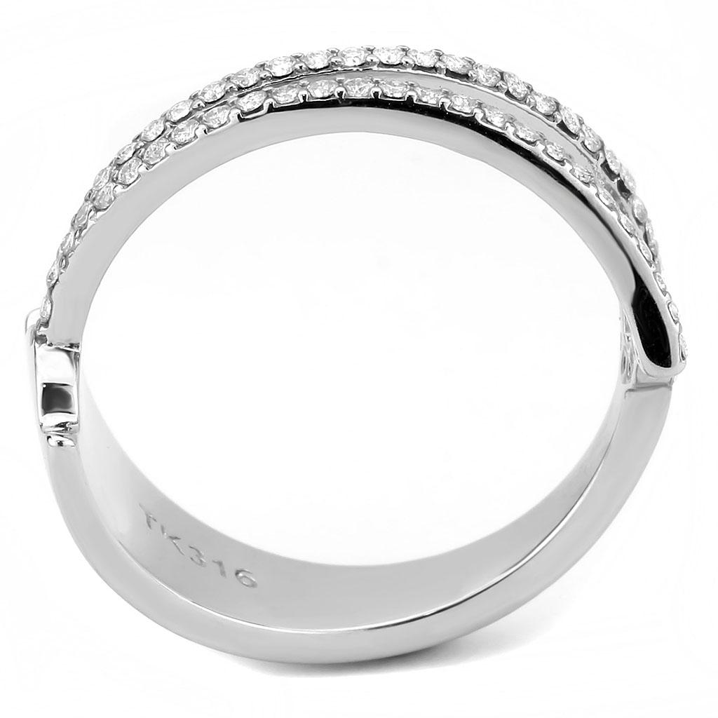 MADA310 - No Plating Stainless Steel Ring with AAA Grade CZ  in Clear