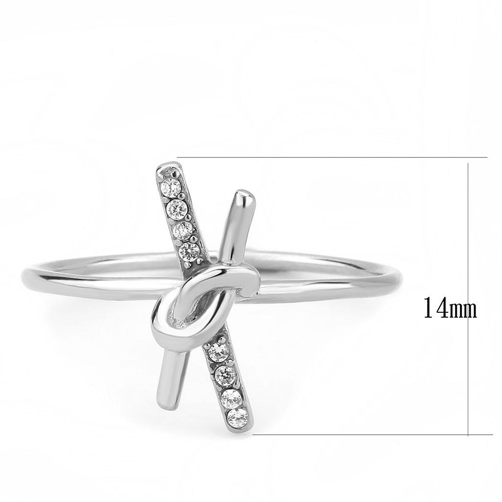 MADA313 - No Plating Stainless Steel Ring with AAA Grade CZ  in Clear