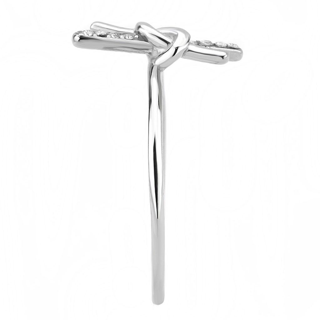 MADA313 - No Plating Stainless Steel Ring with AAA Grade CZ  in Clear