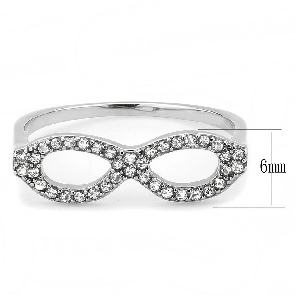 MADA315 - No Plating Stainless Steel Ring with AAA Grade CZ  in Clear