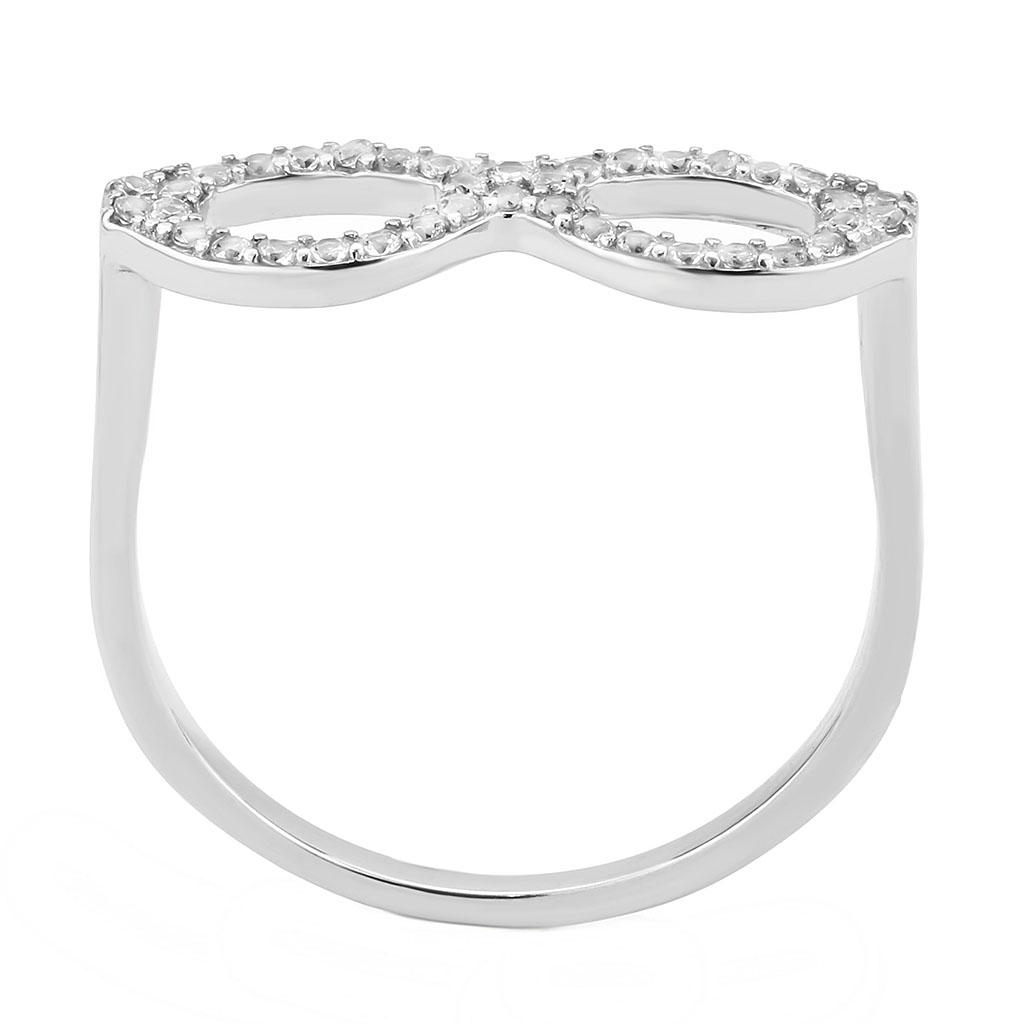 MADA315 - No Plating Stainless Steel Ring with AAA Grade CZ  in Clear