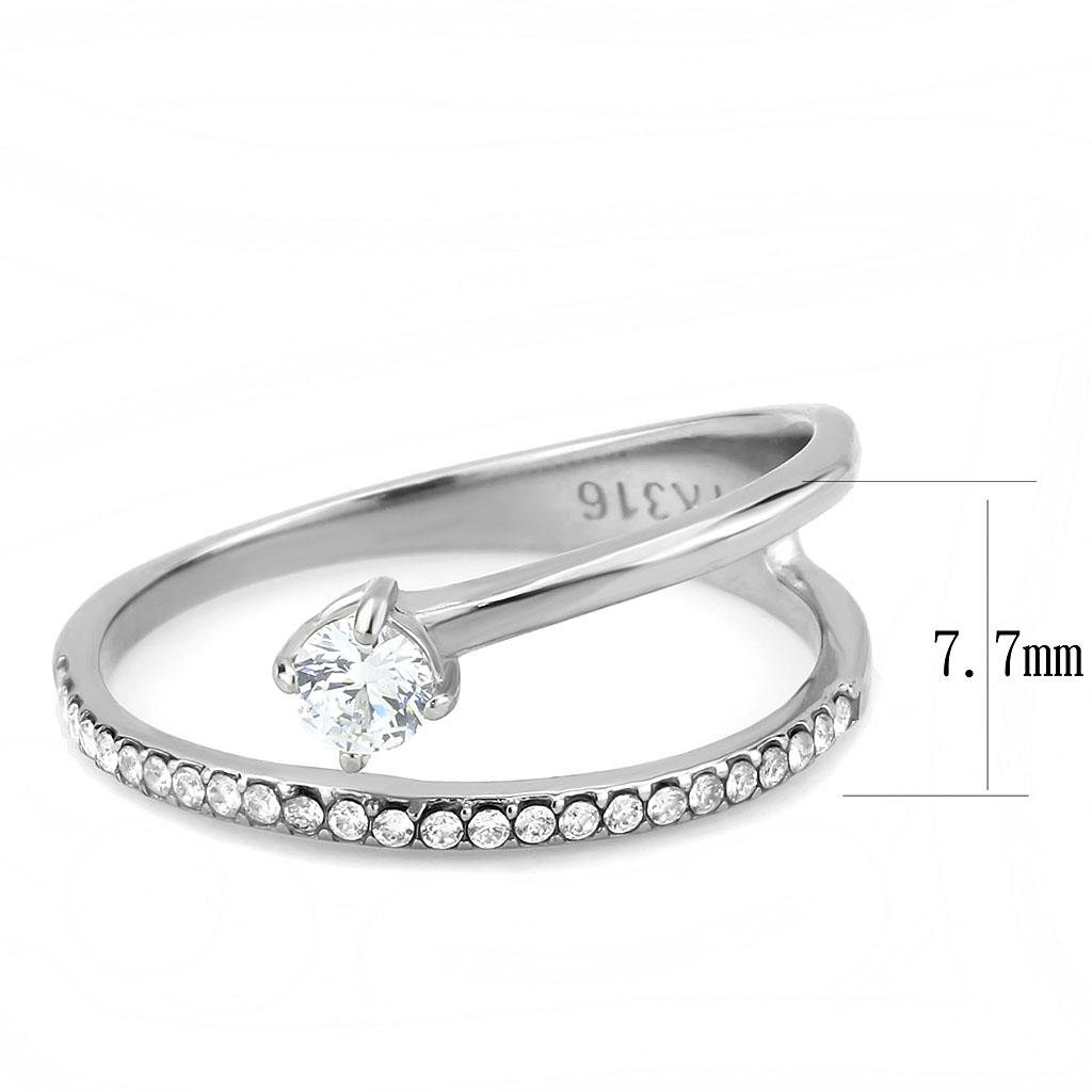 MADA316 - No Plating Stainless Steel Ring with AAA Grade CZ  in Clear