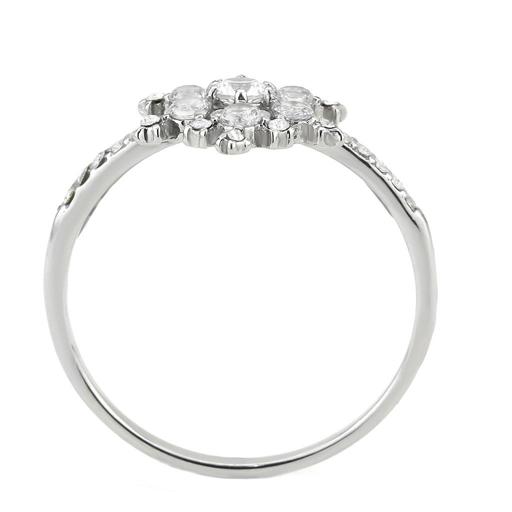 MADA317 - No Plating Stainless Steel Ring with AAA Grade CZ  in Clear