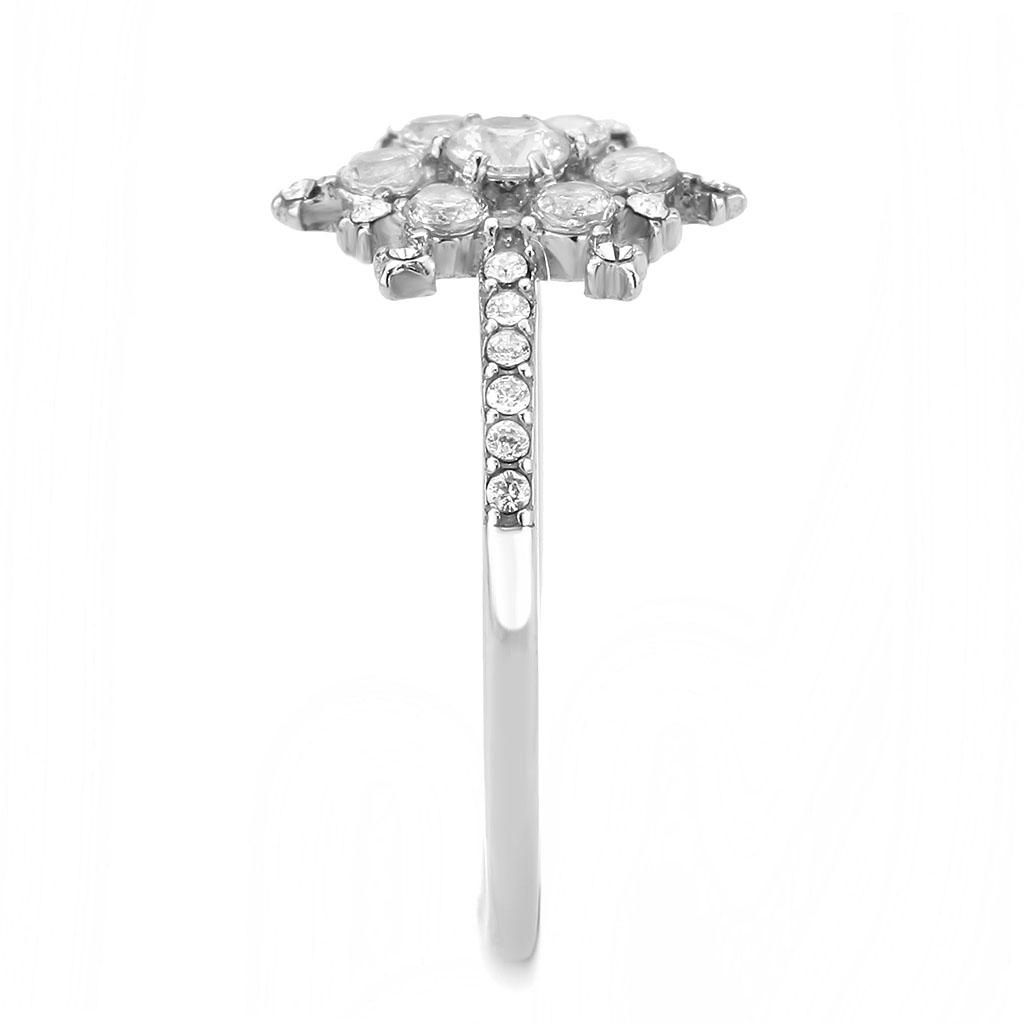 MADA317 - No Plating Stainless Steel Ring with AAA Grade CZ  in Clear