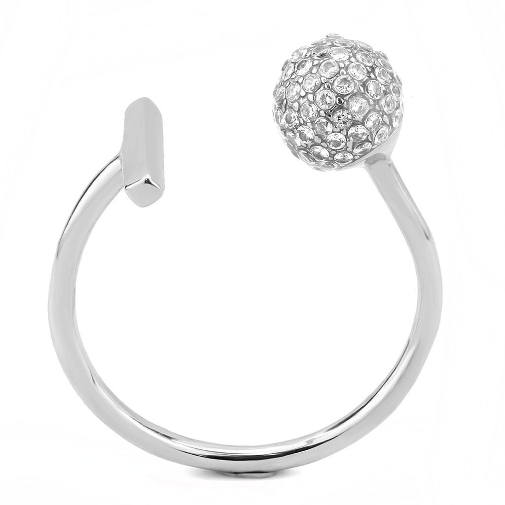 MADA318 - No Plating Stainless Steel Ring with AAA Grade CZ  in Clear