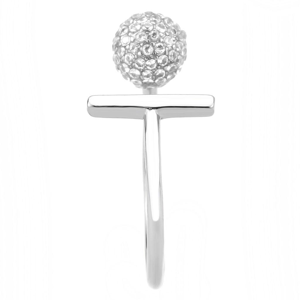 MADA318 - No Plating Stainless Steel Ring with AAA Grade CZ  in Clear