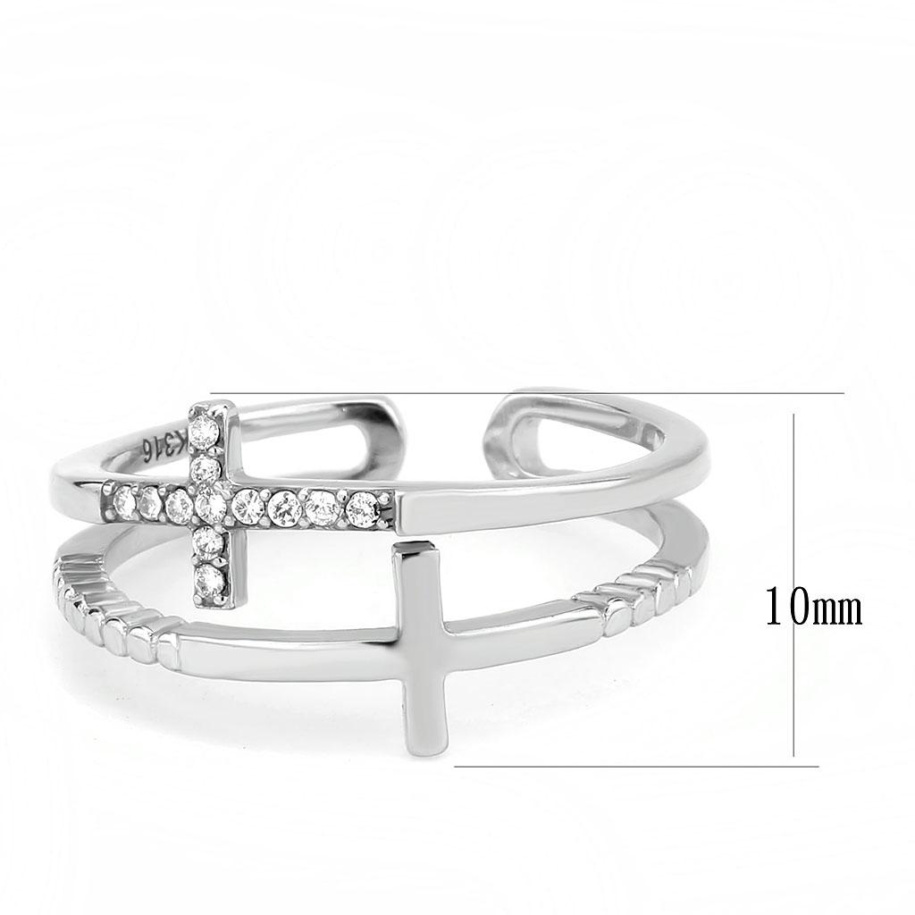 MADA319 - No Plating Stainless Steel Ring with AAA Grade CZ  in Clear