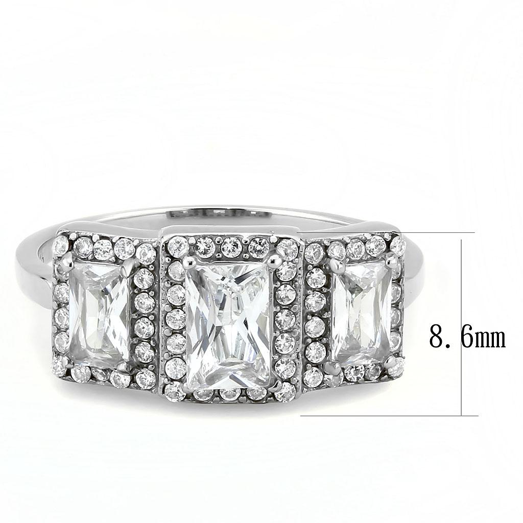 MADA322 - No Plating Stainless Steel Ring with AAA Grade CZ  in Clear