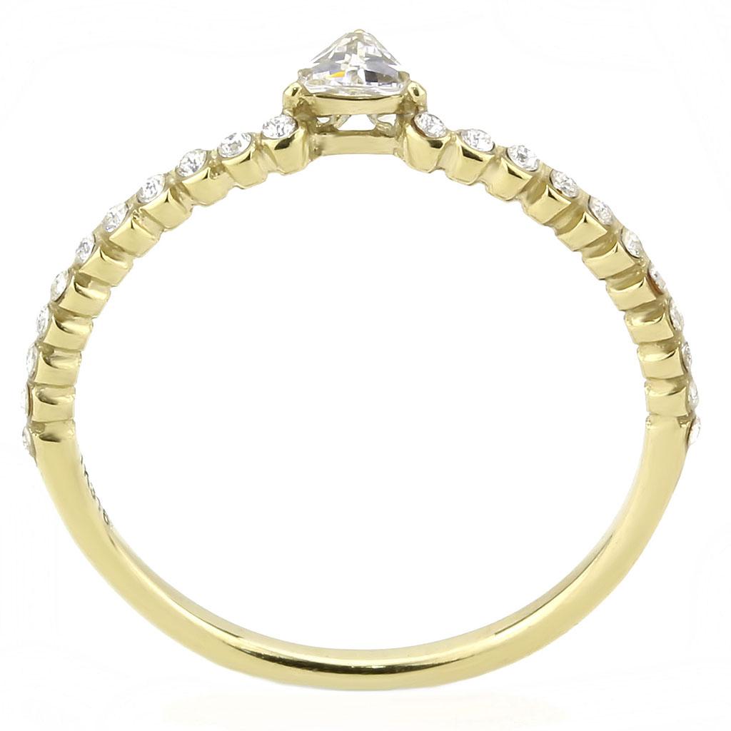 MADA323 - IP Gold(Ion Plating) Stainless Steel Ring with AAA Grade CZ  in Clear