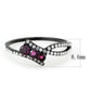 MADA324 - IP Black(Ion Plating) Stainless Steel Ring with AAA Grade CZ  in Fuchsia