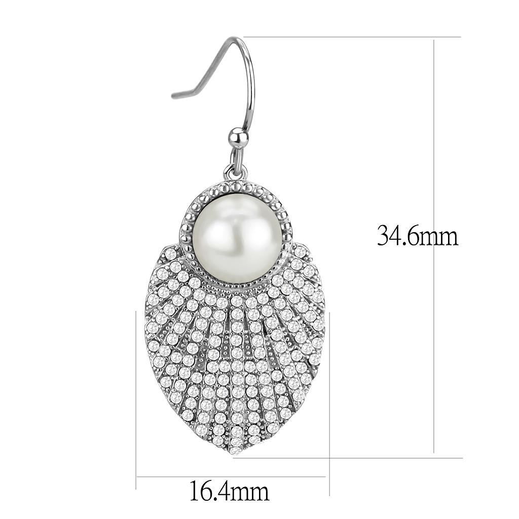 MADA330 - No Plating Stainless Steel Earrings with Synthetic Pearl in White