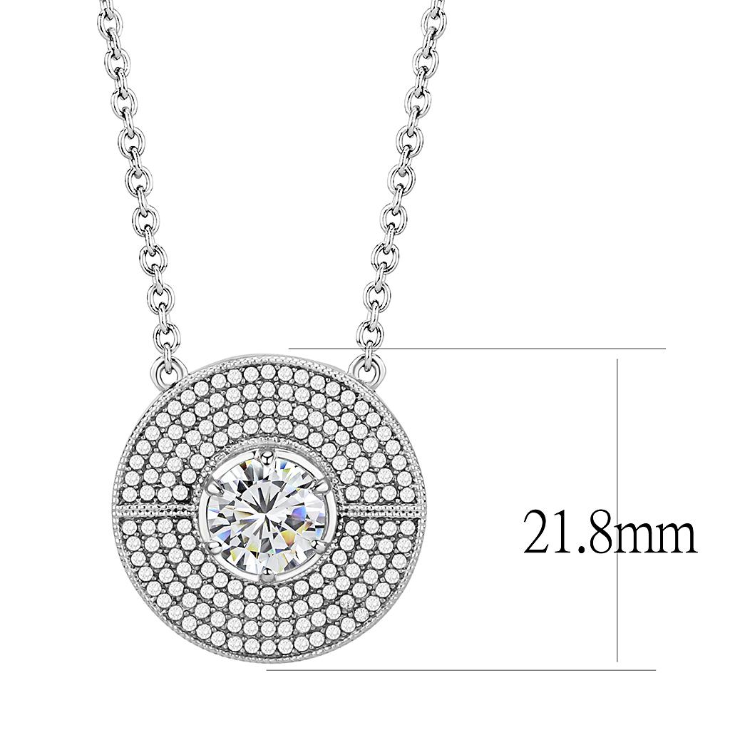 MADA335 - No Plating Stainless Steel Necklace with AAA Grade CZ  in Clear