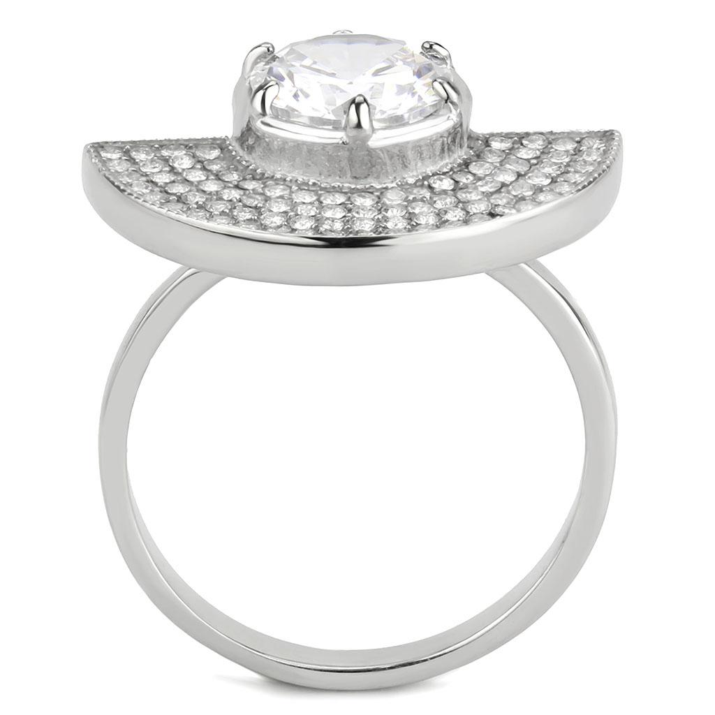 MADA336 - No Plating Stainless Steel Ring with AAA Grade CZ  in Clear