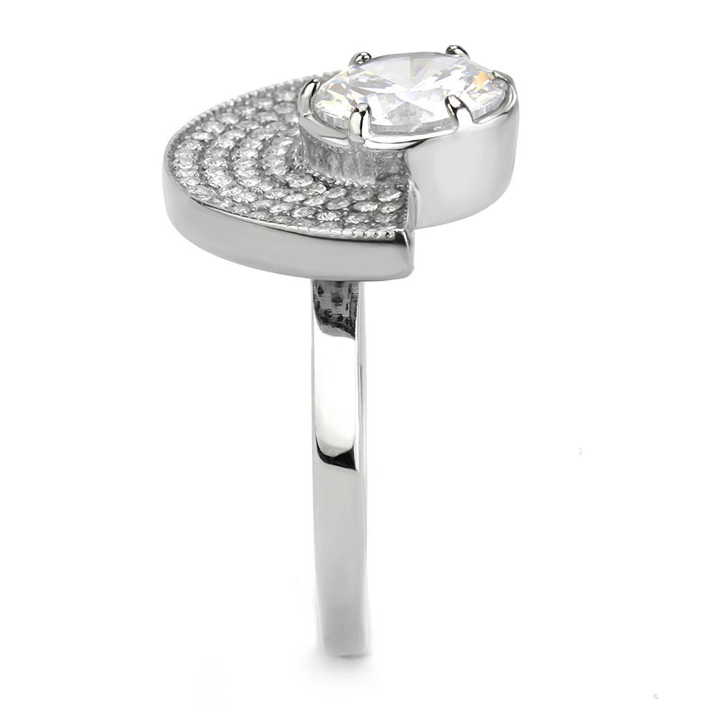 MADA336 - No Plating Stainless Steel Ring with AAA Grade CZ  in Clear