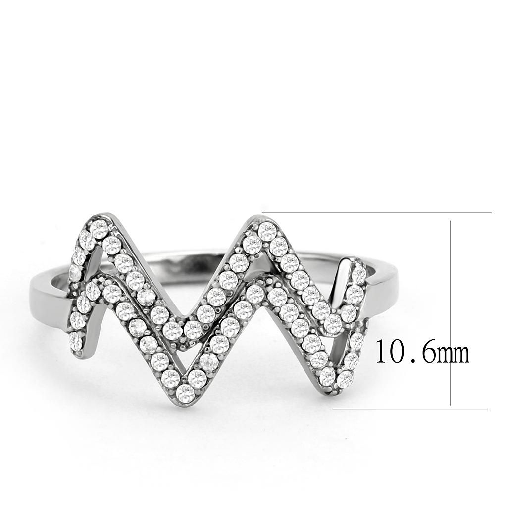 MADA339 - No Plating Stainless Steel Ring with AAA Grade CZ  in Clear