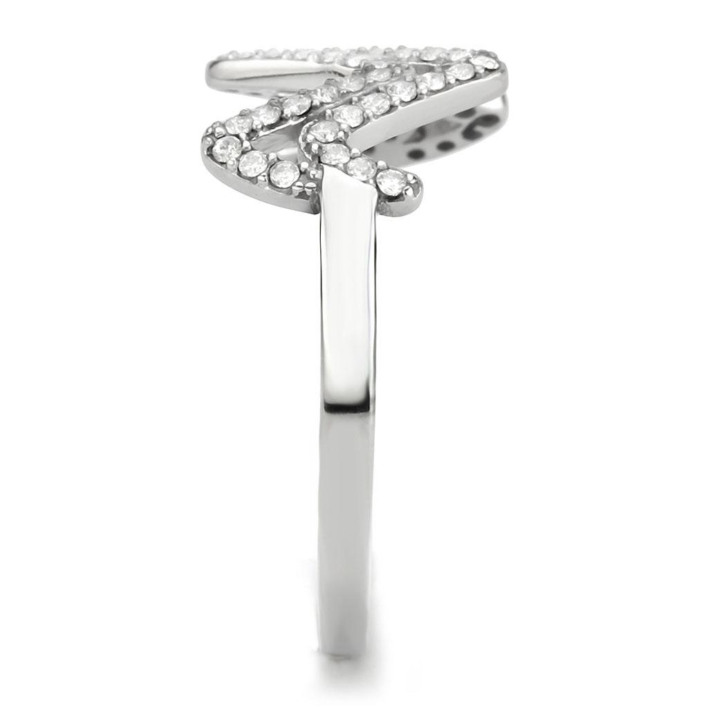 MADA339 - No Plating Stainless Steel Ring with AAA Grade CZ  in Clear