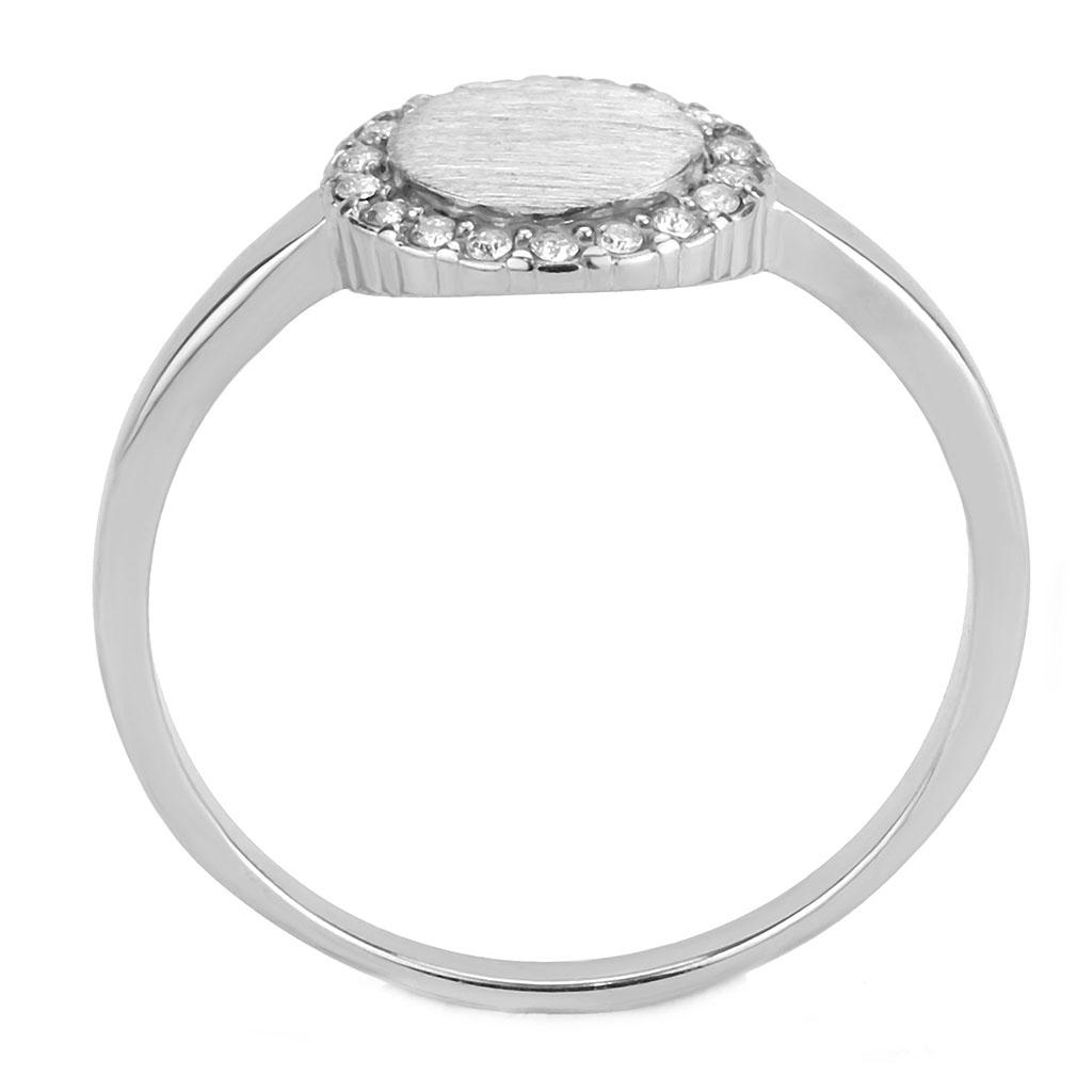 MADA340 - No Plating Stainless Steel Ring with AAA Grade CZ  in Clear