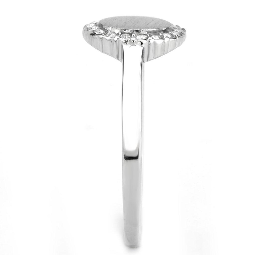 MADA340 - No Plating Stainless Steel Ring with AAA Grade CZ  in Clear